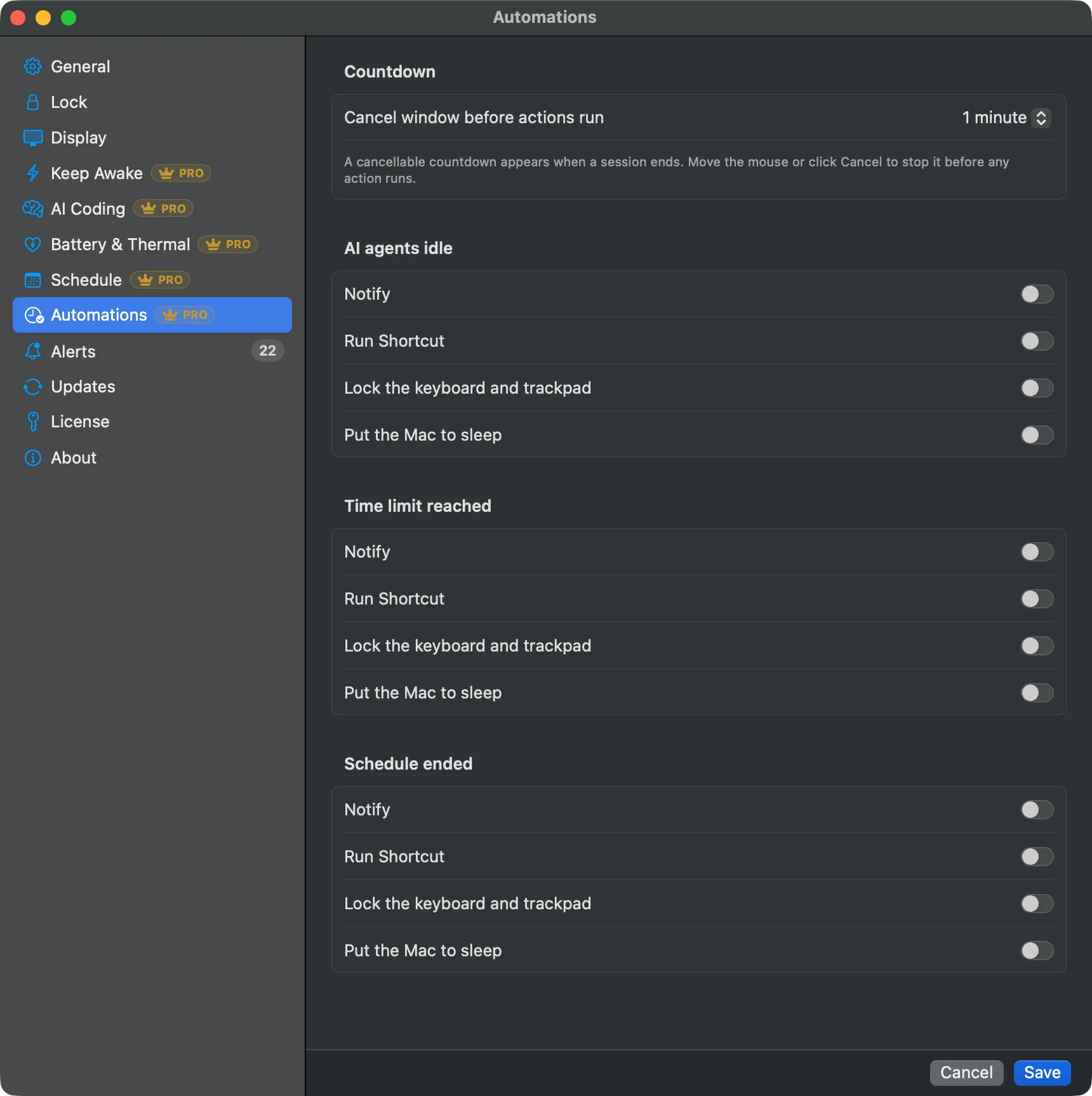 End-of-session automations